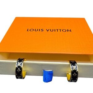 Louis Vuitton Black and Gold monogram earrings